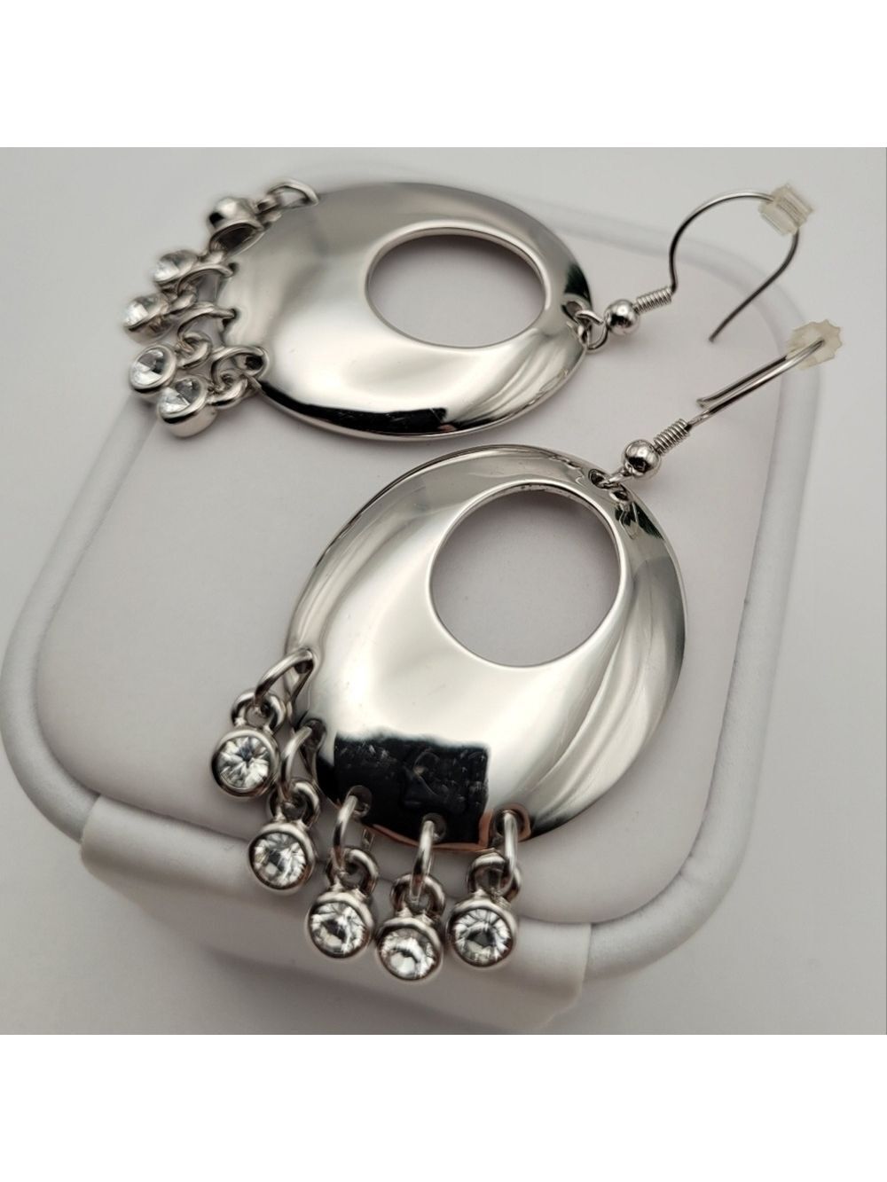 Butler Dangle Earrings w/CZ Rhinestones Charms Silver Tone Estate Sale Fashion